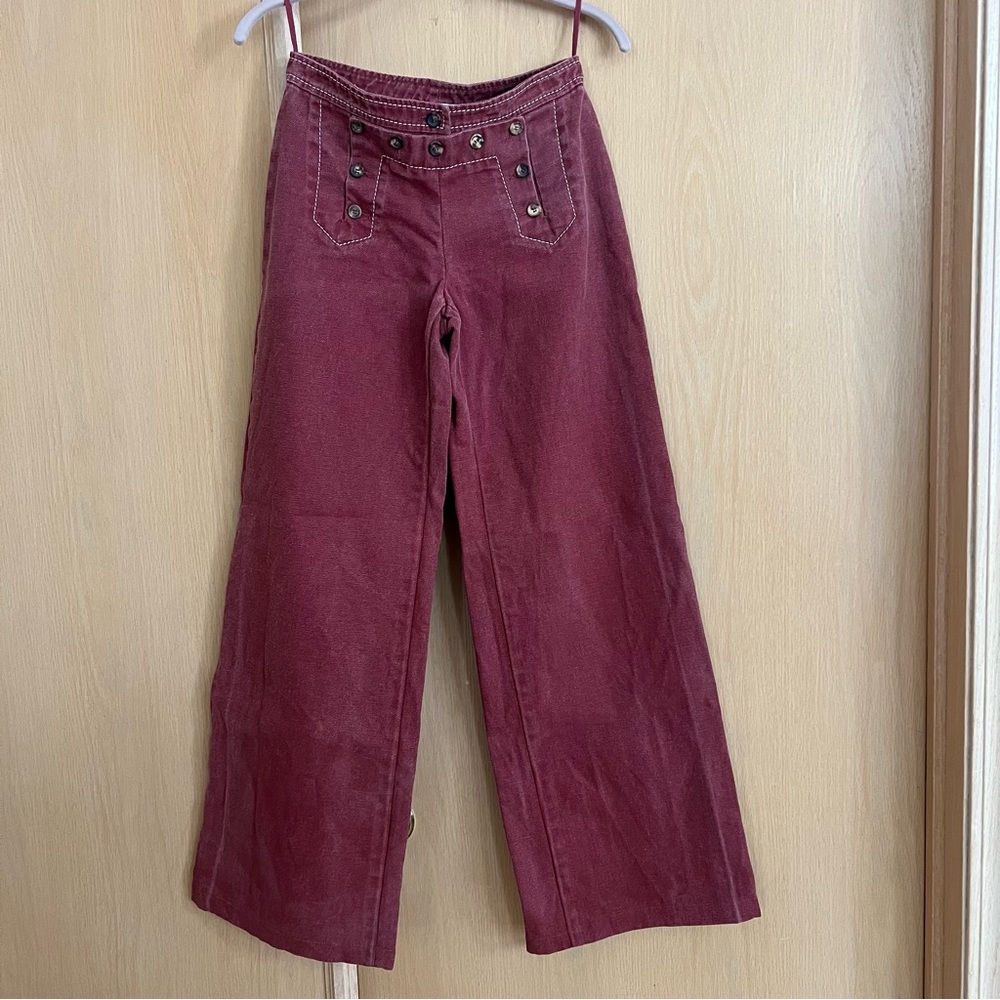 CELINE PARIS Distressed Wide Leg Sailor Jeans